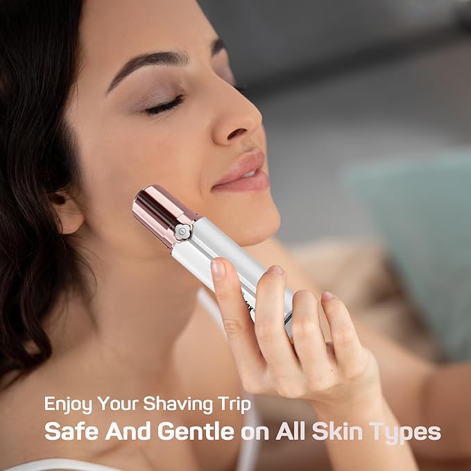 Womens Electric Razors for Facial Hair Removal - Rechargeable, 2 Replacement Heads - Painless Hair Trimmer for Lip, Mustache, Chin