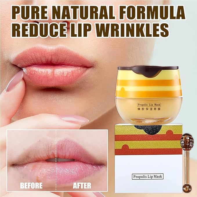 Bee Lip Balm Honey Pot,Honey Lip Mask Propolis Moisturizing Lip Balm with Stick,Propolis Moisturizing Honey Lip Balm,Hydrating & Prevention Dry and Cracked Lip,Lip Care Products-Velvo Beauty