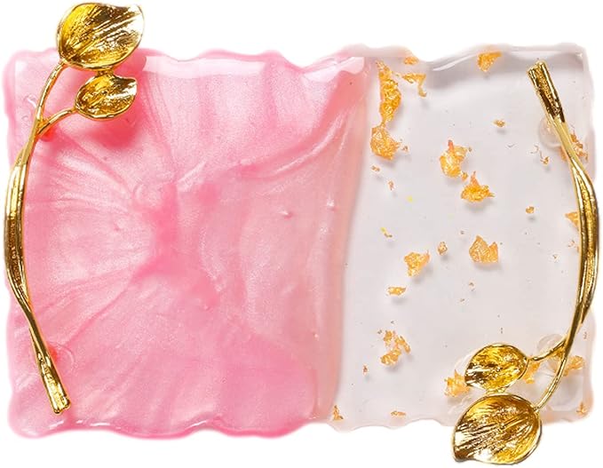2023 Retro Nail Art Palette, Nail Painting Mixed Color Palette with Leaves Handle, Nail Holder Gel Color Makeup Display Board Pallet (Pink)-Velvo Beauty