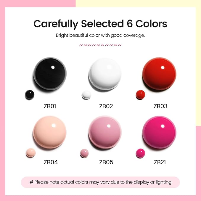 Nail Polish Set 6 Colors Multi colour Quick Drying Nail Polish, Black White Red Pink Collection Gifts for Women-Velvo Beauty