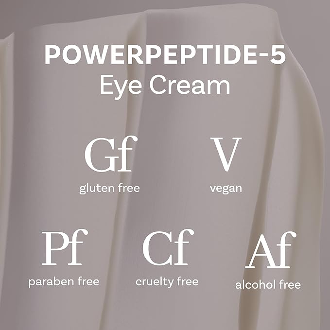 PowerPeptide-5 Eye Cream, Anti Aging Skin Care with Hyaluronic Acid, Peptides for Under Eye Circles, Wrinkles, Dewy, Soft, Plump Skin, Vegan, Paraben, Cruelty & Alcohol Free, 1.69 fl oz-Velvo Beauty