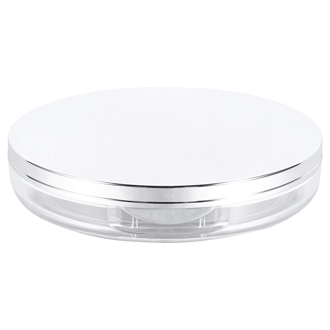 Powder Container 2pcs Loose Powder Containers with Elasticated Net Sifter, Mirror and Puff 5g Loose Powder Compact Case Case for DIY Makeup and Travel (Sliver) Powder Puff-Velvo Beauty