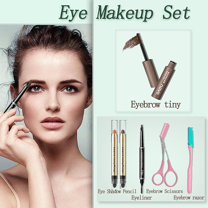 All-In-One And Portable Beginner Makeup Kit, Including Mascara, Eyeshadow Pencil, Eyeshadow Palette, Beauty Brush Set, Eyebrow Shaping Set And Other Props-Velvo Beauty