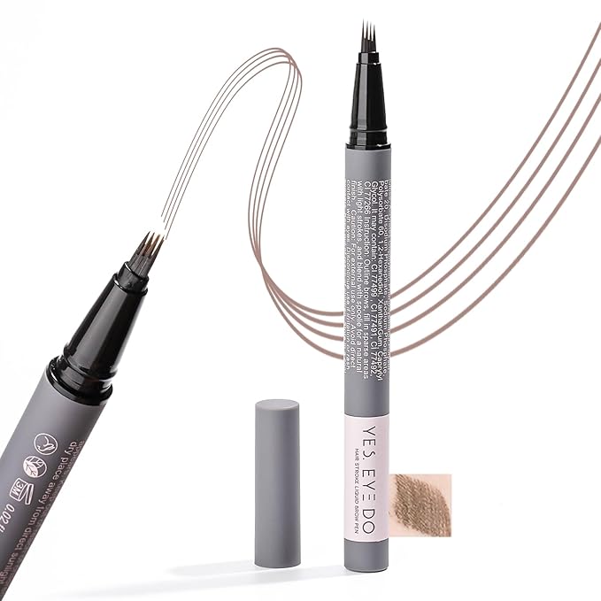 Eyebrow Pencil Grey Brown, Warm Grey Eyebrow Pen for Women, 4 Micro Tip Eyebrow Pencil to Create Realistic, Natural Brows, Durable and Smudge-Proof for 24H YES.EYE DO (Natural Charcoal-Warm Gray)-Velvo Beauty