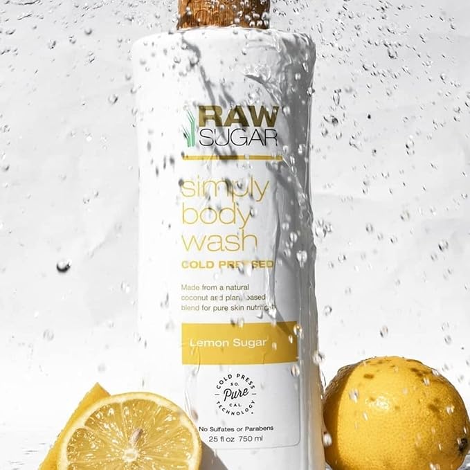 Raw Sugar Lemon Sugar Body Love Bundle - Hydrating,Moisturizing Body Wash, Body Scrub, Body Butter & Lip Balm, Clean, Made with Plant-Derived Ingredients, Formulated without Sulfates and Parabens-Velvo Beauty