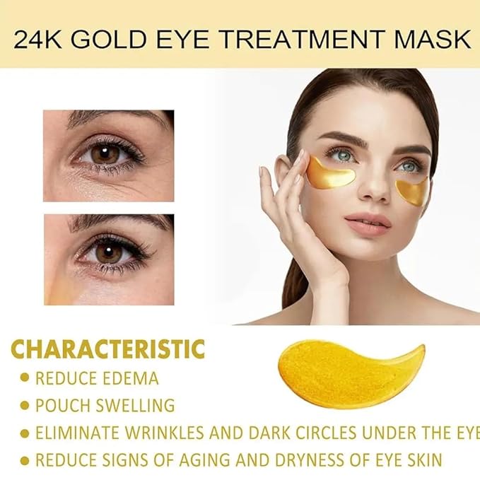 24K Collagen Eye Mask 60 Pcs Moisturzing Eye Pads for Puffy Eyes, Dark Circles, Under Eye Bags, Anti-Wrinkle, Moisturizing, Eye Skin Care Fast Absorption Eye Patches Gel for Women Man-Velvo Beauty