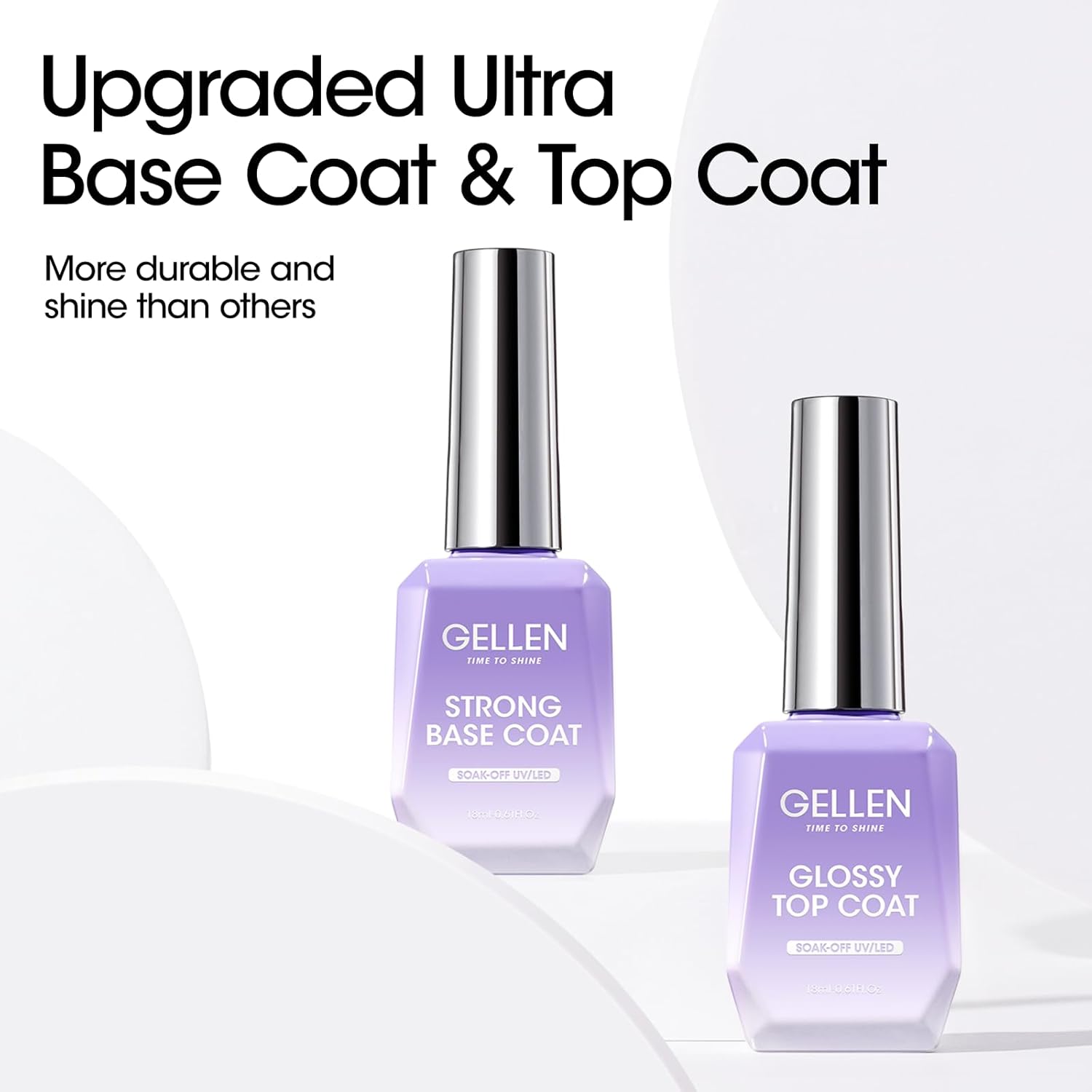 GELLEN Gel Top Coat and Base Coat 2 Pcs 18ml Superior Base Coat Top Coat Set No Wipe Soak Off Ultra Glossy Top Coat Gel Nail Polish UV LED Clear Nail Polish Long Lasting for 28+ Days-Velvo Beauty