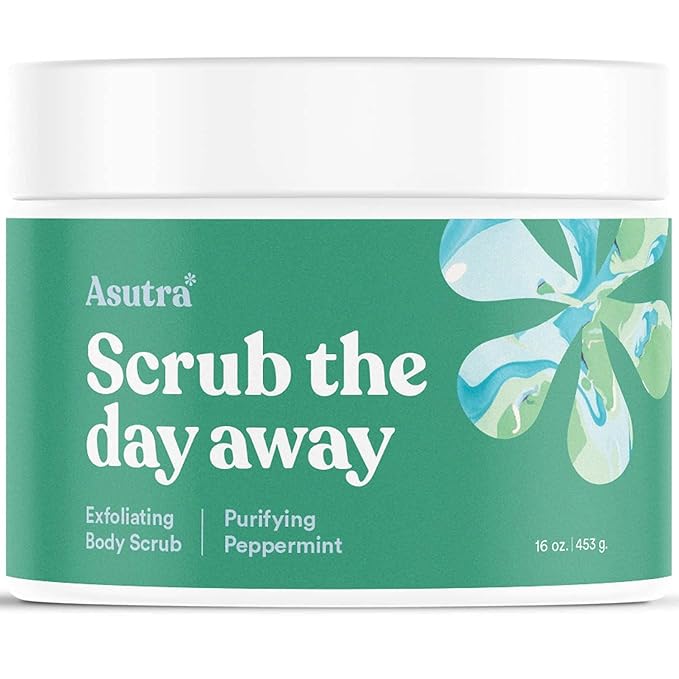 ASUTRA Dead Sea Salt Essential Oil Body Scrub Exfoliator (Purifying Peppermint), 16 oz - Ultra Hydrating, Gentle, & Moisturizing - Coconut, Peppermint, and Rosemary Oils-Velvo Beauty