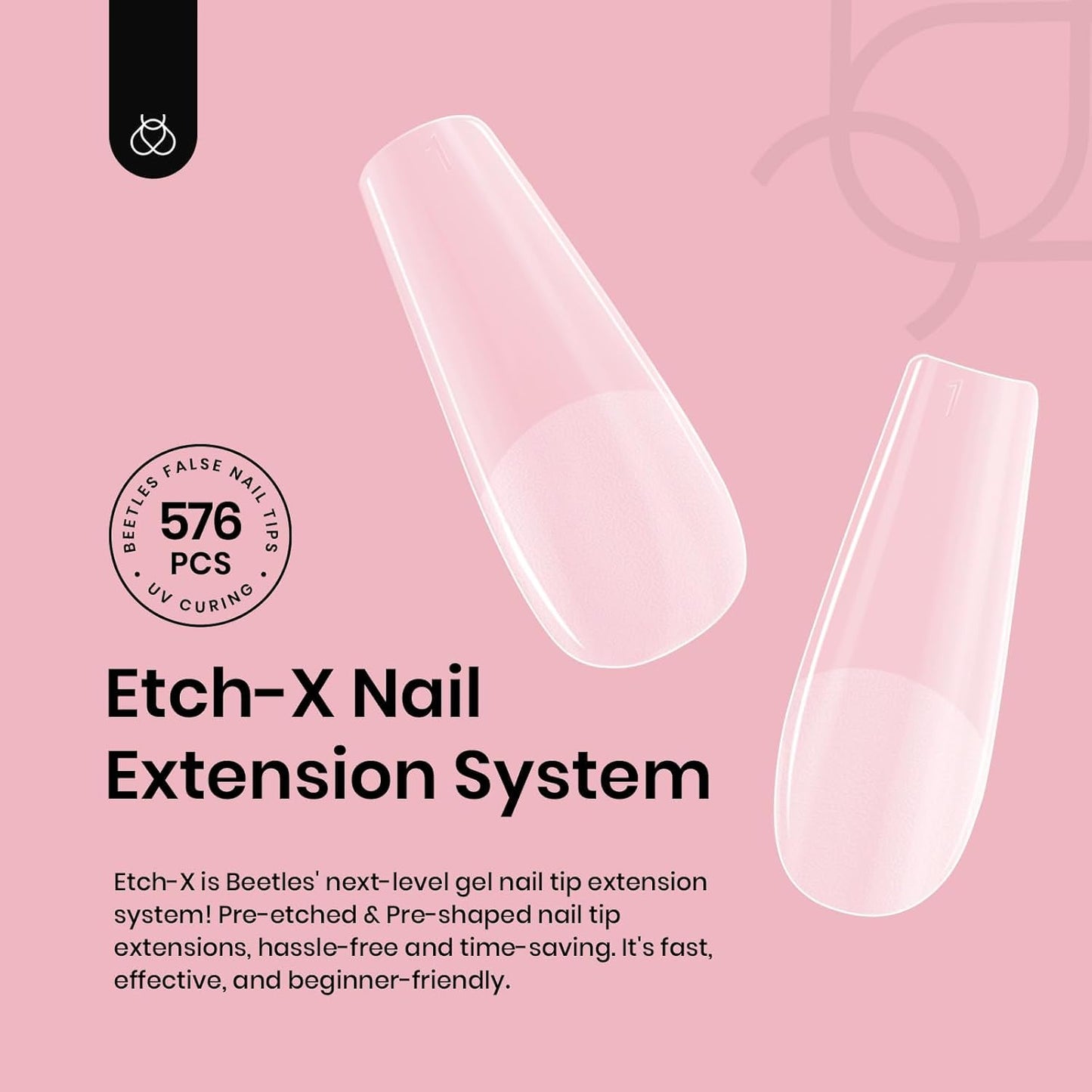 Beetles Short Coffin Nail Tips 576 PCS Half Matte Pre-shape Short Coffin Fake Nails 12 Sizes Full Cover Acrylic False Nails Nail Extension DIY Manicure Gifts for Women-Velvo Beauty