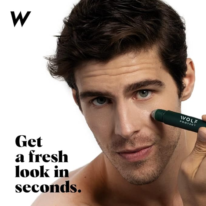 Wolf Project Under Eye Roller - Korean Beauty, with Caffeine, Vitamin C and Peptides - Energizing Serum for Dark Circles and Puffiness, Fine Lines, Wrinkles - Gel-Based Brightening Cream-Velvo Beauty