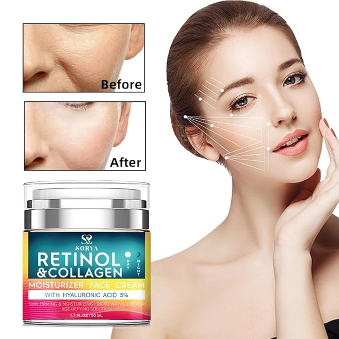 Retinol & Collagen Face Cream – Anti-Aging Moisturizer for Wrinkles & Fine Lines | Hyaluronic Acid & Peptides | Hydrates & Restores Skin Elasticity-Velvo Beauty