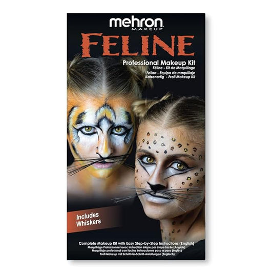 Mehron Makeup Premium Character Kits| Makeup Kits for Halloween & Cosplay| Made in the USA | Complete Makeup Kit | Includes all Makeup, Tools, & Instructions on How to Create the Look | (Feline/Cat)-Velvo Beauty
