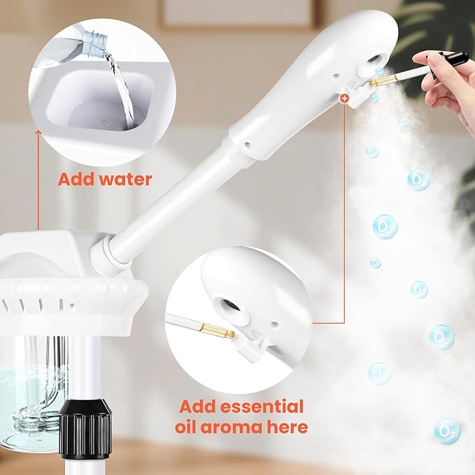 Professional Facial Steamer, Esthetician Steamer on Wheels, Stand Face Steamer for Facial Deep Cleaning, Steamer for Facial for Personal Care or Spa, Moisturizing and Hydrating-Velvo Beauty