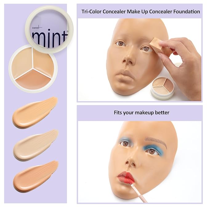 Makeup Practice Face, 2024 Upgrade 5D Makeup Mannequin Face Reusable Silicone Makeup Practice Face Board with Bracket, Come with Makeup remover & Concealer 3 Color & Makeup Bag Brown-Velvo Beauty