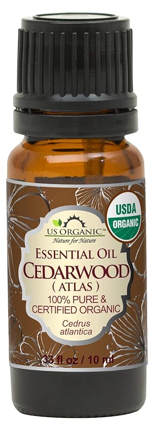 US Organic 100% Pure Cedarwood Essential Oil (Atlas) - USDA Certified Organic, Steam Distilled (More Size Variations Available) (10 ml / .33 fl oz)-Velvo Beauty