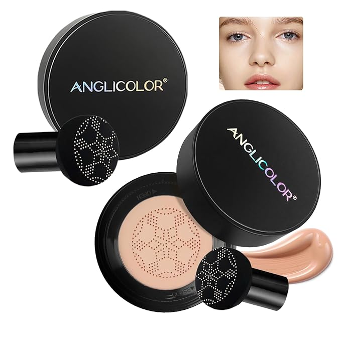 Mushroom Head Air Cushion CC Cream Strong Concealer 2PC,Face Makeup Cushion Foundation Long Lasting,Moisturizing BB Cream Makeup Base Primer Even Skin Tone for All Skin Types (2PC 01, 200g)-Velvo Beauty