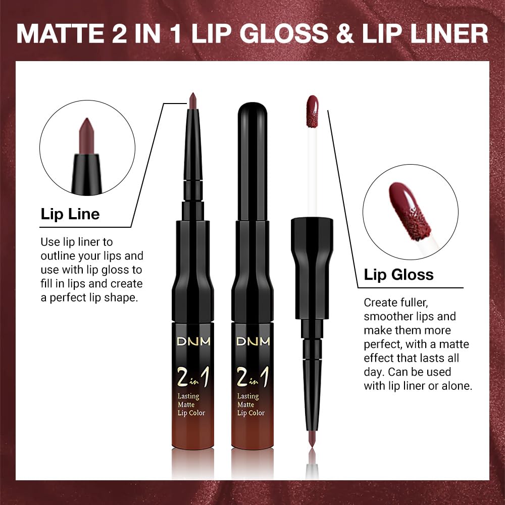 evpct 1Pcs Dark Oxblood Red Matte Lip Liner and Liquid Lipstick Stain Makeup Set for women, Red Long Lasting Smudge Proof Lipstick labiales matte mate larga duracion listip 24 hours originales,15#-Velvo Beauty