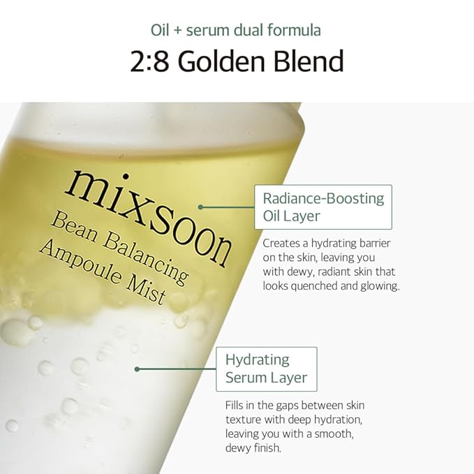 mixsoon Bean Balancing Ampoule Mist Skin moisturizer and Oil balance For Hydrated Radiance Korean Glass Skin Care 3.38 fl. oz. / 100ml-Velvo Beauty