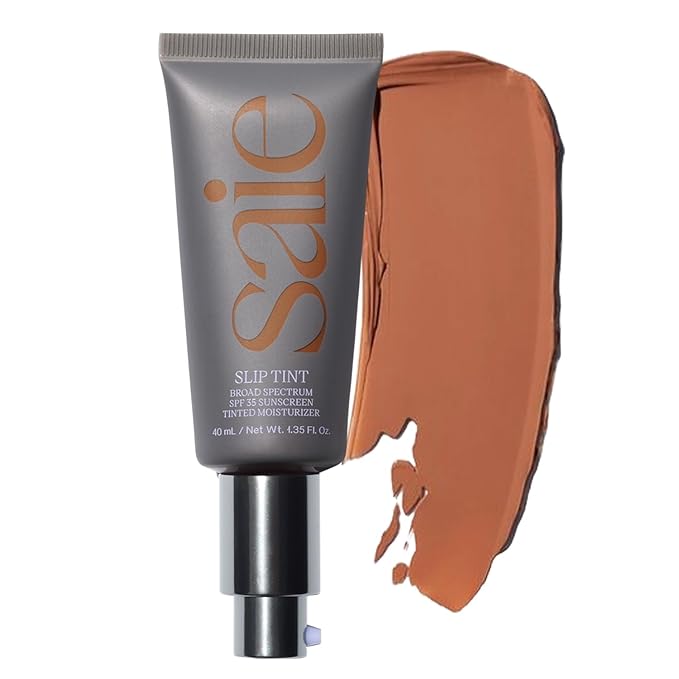Saie Slip Tint Tinted Moisturizer with SPF 35 - Light Coverage, Glowy Skin Tint & Mineral Sunscreen for Face with Hydrating Hyaluronic Acid - Summer Makeup Essential - Shade Seven (1.35 oz)-Velvo Beauty