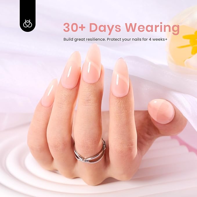 Beetles Builder Gel for Nails, 7 in 1 Builder Nail Gel Nude Jelly Beige Color Building Nail Apex & Nail Extension Strengthener Thin Nails DIY Nail Art Design for Beginner Women-Velvo Beauty