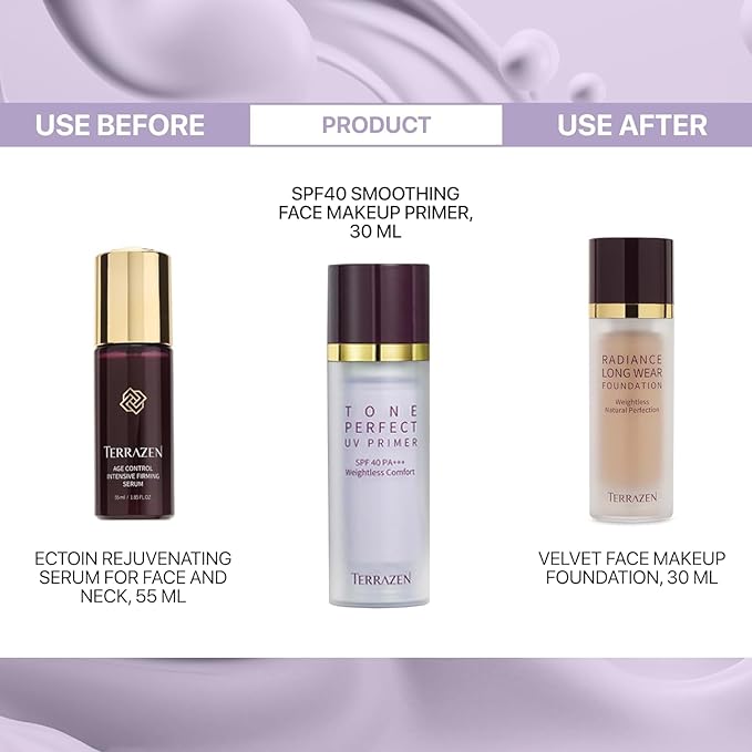 Korean Face Primer 30ml - Korean Makeup & Skincare Lightweight Corrector Base SPF40 PURPLE - Reduces Dullness, Moisturizes for Red, Sensitive Skin witj Aloe (Primer - Purple Tinted)-Velvo Beauty