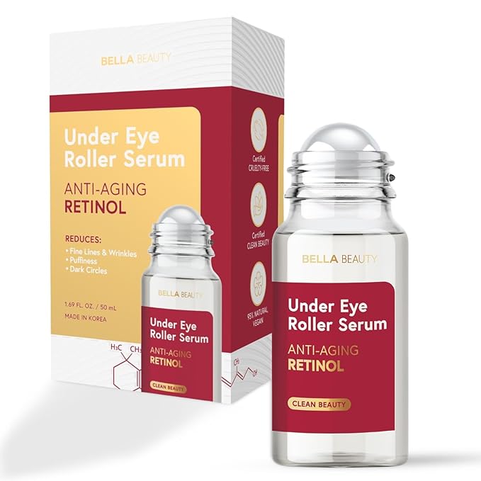 Eye Roller Serum with Retinol & Vitamin B5 - Hydrating & Soothing Under Eye Serum for Dark Circles and Puffiness & Fine Lines - Anti Aging Korean Skin Care - 1.69 Fl Oz./50ml-Velvo Beauty