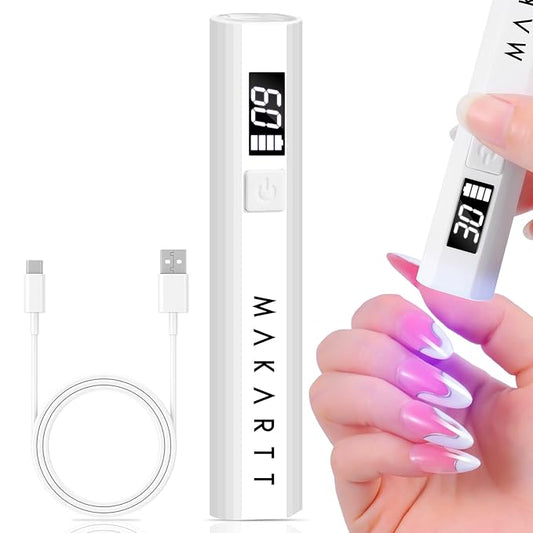 Makartt UV Light for Gel Nails: Handheld Mini Flash Cure Lamp Portable Lumière Nail Dryer for Curing Gel Polish Nail Glue Rechargeable USB Nail Light with LCD 2 Timer for Fast Drying Home Salon Use-Velvo Beauty