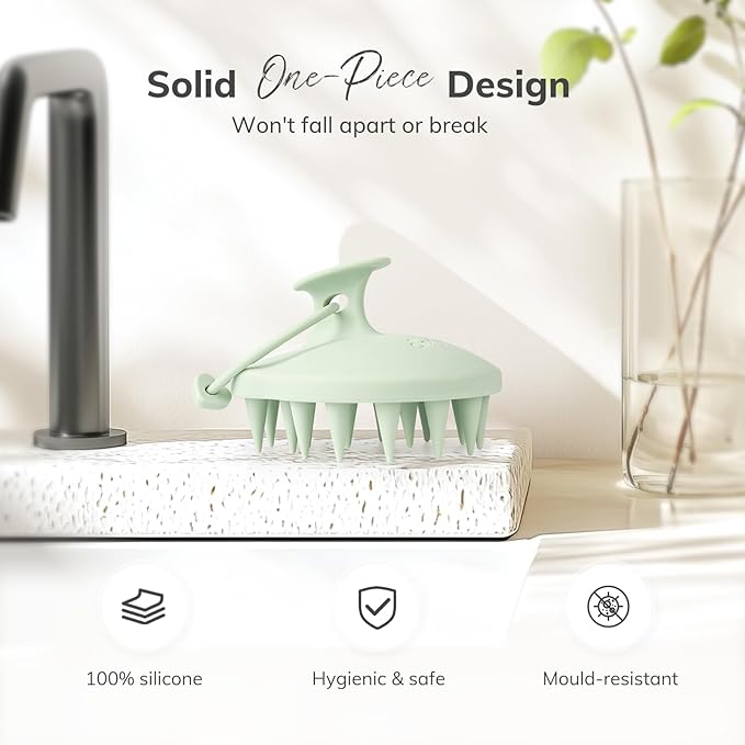 Sndyi Silicone Scalp Massager Hair Growth, Scalp Scrubber with Soft Silicone Bristles, Scalp Exfoliator for Dandruff Removal, Large Size Shampoo Brush, Wet Dry Scalp Brush for Long Thick Curly Hair-Velvo Beauty