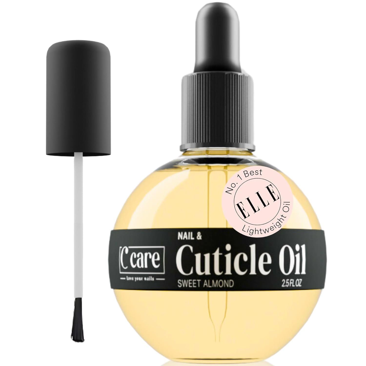 C CARE Sweet Almond Cuticle Oil For Nails - Repairs Cuticles Overnight - Moisturizes and Strengthens Nails and Cuticles - Dropper & Brush included - 2.5oz-Velvo Beauty