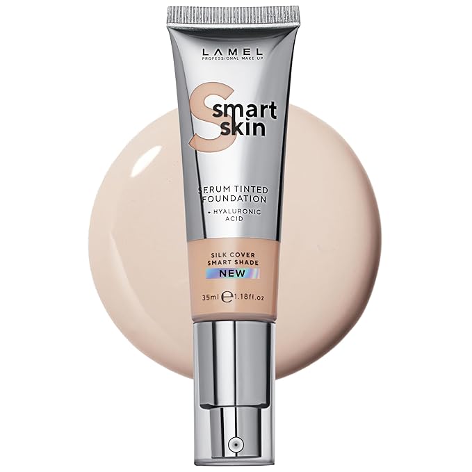 LAMEL Smartskin Serum Tinted Foundation - Hydrating & Nourishing - Hypoallergenic & Skin-Caring - Color Correcting - Anti-Aging Formula with Hyaluronic Acid - 402, 1,18 fl.oz-Velvo Beauty