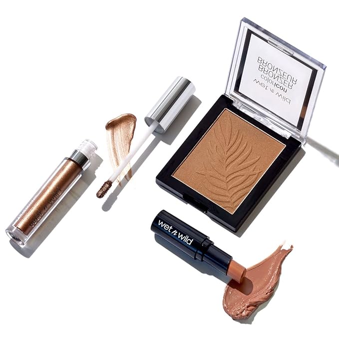 wet n wild Edit Makeup Set Bronze Beauty Kit, Bronzer Face Powder, Glitter Bronzer Lip Gloss, Matte Lipstick-Velvo Beauty