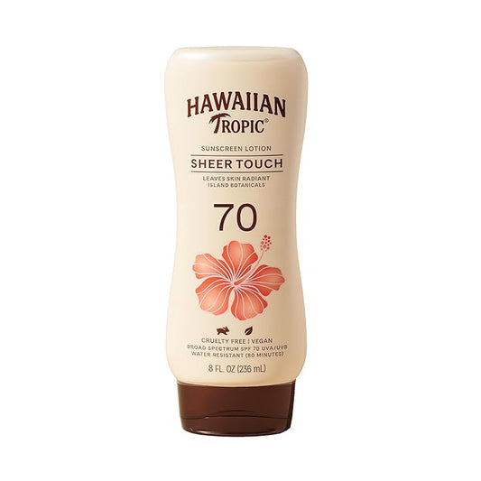Hawaiian Tropic Sheer Touch Lotion Sunscreen SPF 70, 8oz | Broad Spectrum, Oxybenzone-Free, Sunblock Lotion, Hawaiian Tropic Sunscreen SPF 70, 8oz-Velvo Beauty
