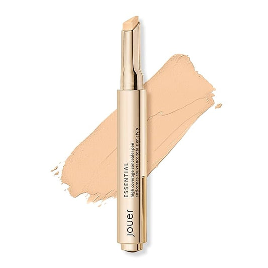 Jouer Essential High Coverage Concealer Pen - Under Eye Concealer for Dark Circles - Brightening Makeup for Eye Circles - Color Corrector Eye Primer with Hyaluronic Acid and Vitamin E-Velvo Beauty