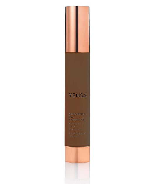 YENSA Super Silk Foundation - Full Coverage, Age-defying complex of Vitamin C, E, Ferulic, and Bakuchiol Oil (Deep 3) 1.0 fl oz-Velvo Beauty