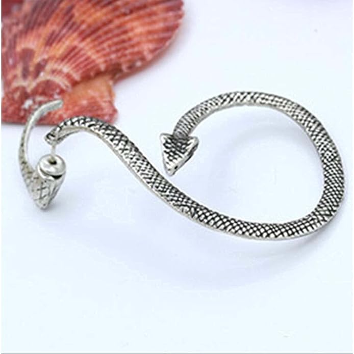 Punk Snake Cuff Earrings Silver Snake Ear Climber Earrings Cartilage Ear Crawler Earrings Gothic Serpent Clip on Wrap Earrings Jewelry for Women-Velvo Beauty