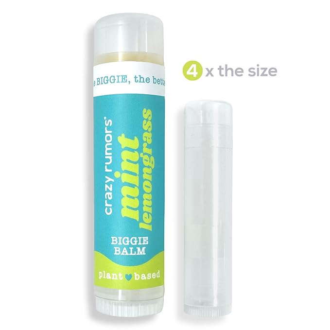 Crazy Rumors Biggie Mint Lemongrass Flavored All Natural, Plant Based Lip Balm to Moisturize and Nourish your Lips - Mint Lemongrass tube 0.6 oz (4x Larger than standard 0.15 oz lip balm)-Velvo Beauty