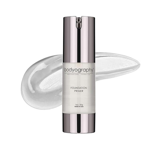BODYOGRAPHY - Foundation Primer (Clear): Flawless Anti-Aging Salon Makeup Primer w/Vitamin E, A, Jojoba, Grapeseed Oil | Control Shine | Gluten-Free, Cruelty-Free, 1 oz.-Velvo Beauty