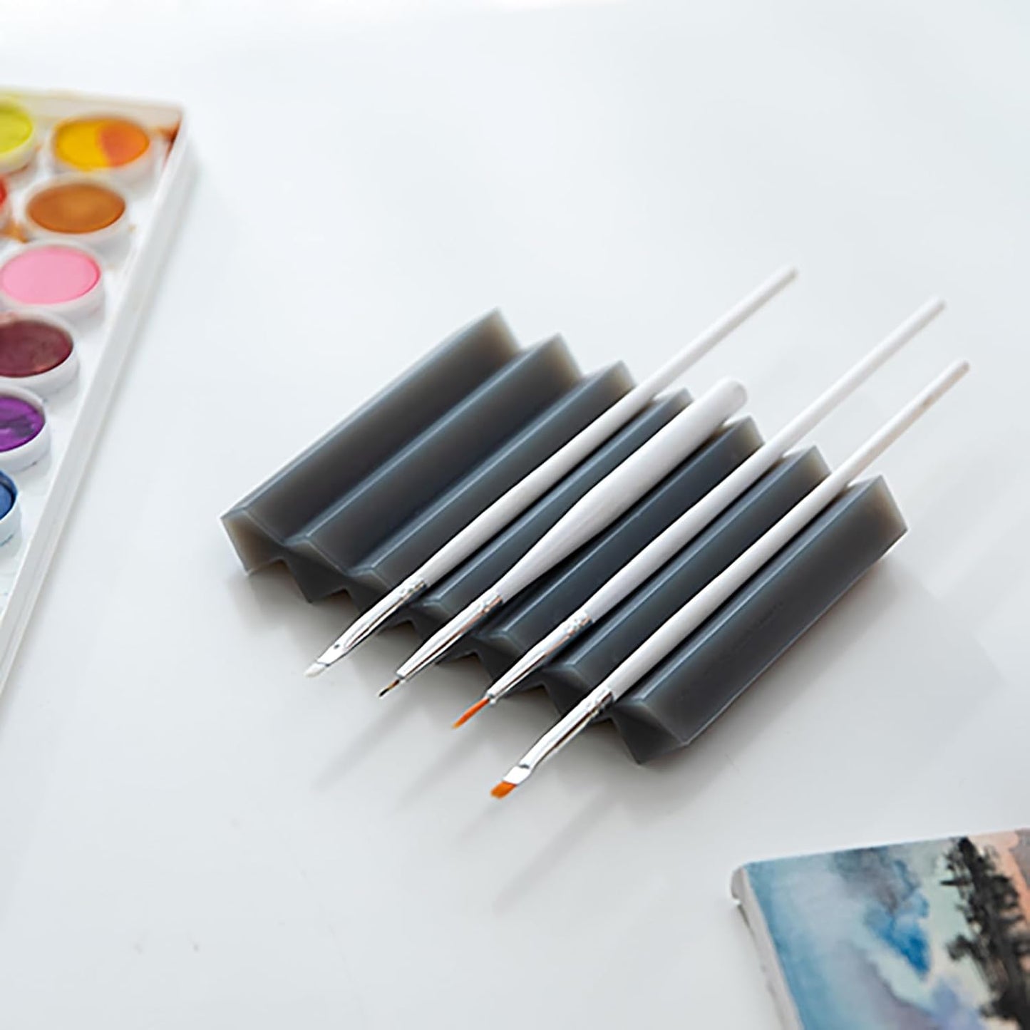 SHIMOYAMA Paint Brushes Holders, 2 Pack, Zigzag Soap Dish, Soap Holder for Watercolor Paintbrush, Bathroom, Black-Velvo Beauty