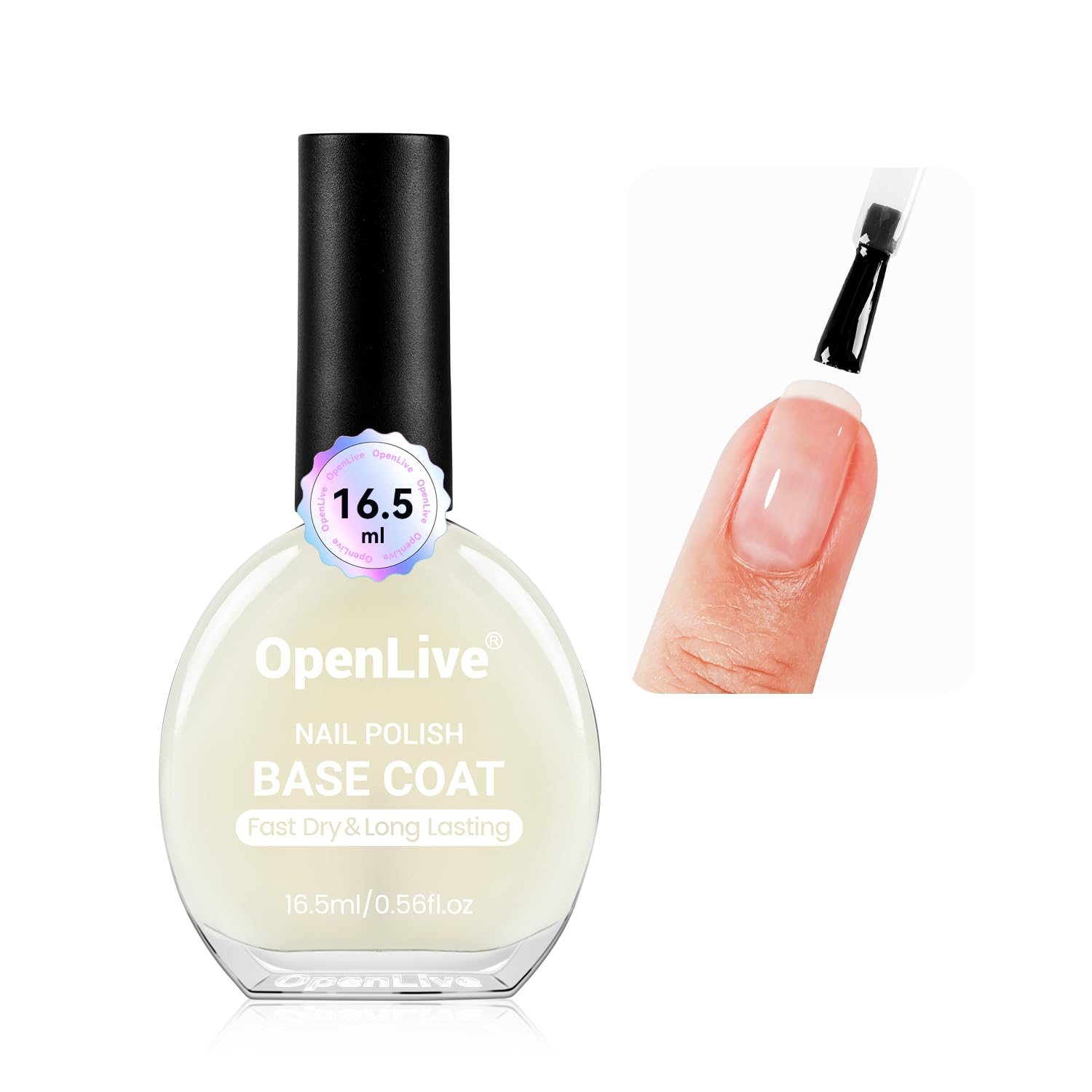 16.5ml Base Coat Nail Polish, Quick Dry Large Volume Base Coat, Color Lock Strengthen Nails for Women Salon DIY Nail Art-Velvo Beauty