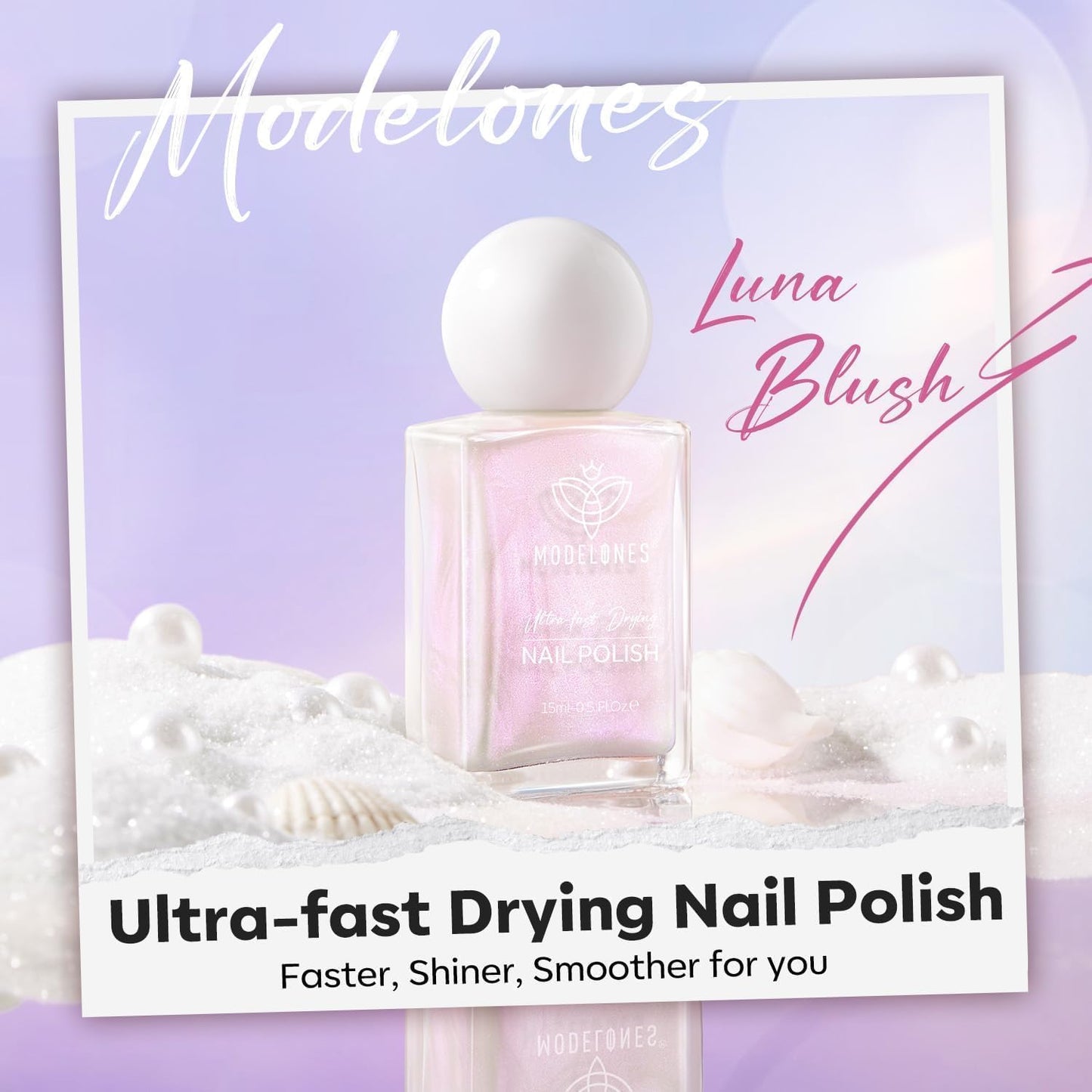 modelones Pearl Nail Polish, 15 ml Quick Dry Chrome Nail Polish Holographic Iridescent Shimmer Long Last Toe Fingernail Polish Nail Art Manicure Gift for Women Girls 0.5 Fl Oz-Velvo Beauty