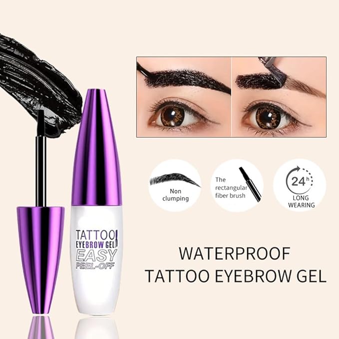 Peel Off Tattoo Brow Tint Gel - 2pcs Gray Brown Eyebrow Kit, Waterproof, Transfer-Proof & Sweatproof, Quick Peel Formula for Natural Fuller Brows, Mother’s Day Gifts for Women All Skin Types-Velvo Beauty