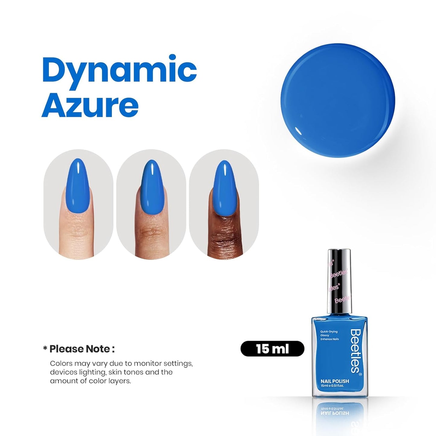 Beetles Blue Nail Polish 1Pcs 15ml Paulina Lapis Blue Color Fingernail Polish-Fast Drying & Long Lasting Nail Polish for 4th of July Nail Salon-Quality Results-Velvo Beauty