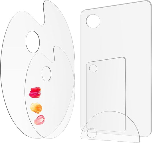 5PCS Acrylic Paint Palette Clear Paint Pallet,Transparent Non-Stick Oil Paint Palette with Protective Kraft for Craft DIY Art Painting Palette- Adults & Kids-Velvo Beauty