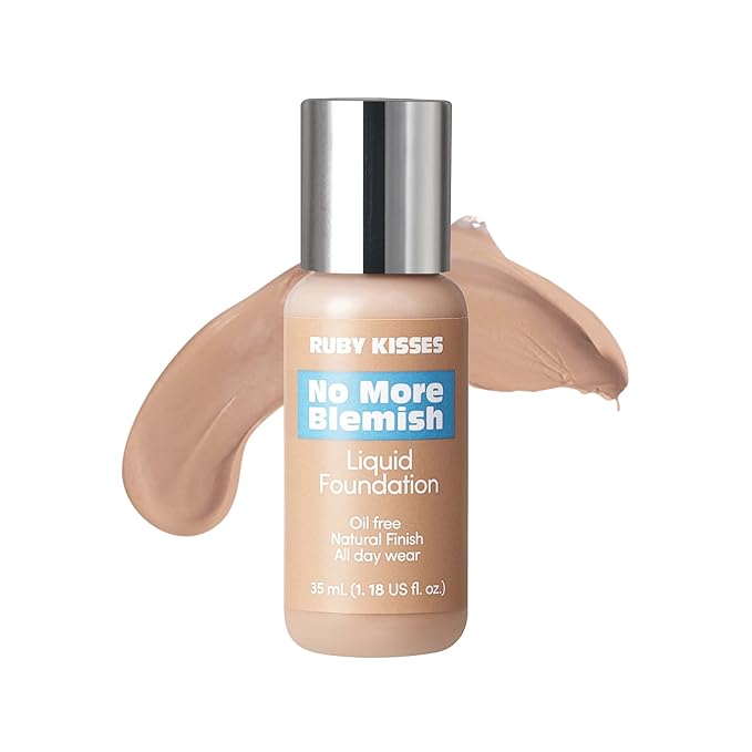 Ruby Kisses Liquid Foundation No More Blemish Oil-Free Foundation Korean Makeup 1.18 Fl Oz (Rich Beige)-Velvo Beauty