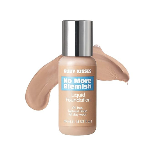 Ruby Kisses Liquid Foundation No More Blemish Oil-Free Foundation Korean Makeup 1.18 Fl Oz (Rich Beige)-Velvo Beauty