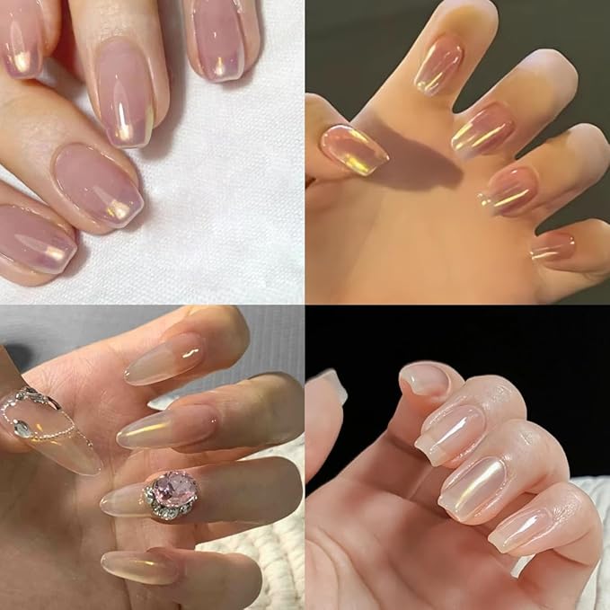 2 Pcs Aurora Chrome Powder for Nails White Iridescent Nail Powder,Mermaid Chrome Nail Pearl Powder Chameleon Chrome Nail Powder Manicure Pigment(2 Pcs Aurora)-Velvo Beauty