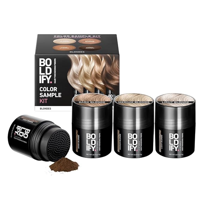 Boldify Hair Fibers Color Sample Kit - Fill In Thinning and Fine Hair for an Instantly Fuller, Thicker Look - 14 Shades for Women & Men - Blondes-Velvo Beauty