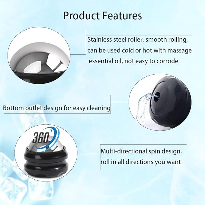 Cold Massage Roller Ball - Gifts for Men Women Teens Boys，Stays Cold for 6 Hours, Home Office Travel Essentials,Sports Fitness Relaxations Gift,Rapidly Relieve Muscle Pain and Tension-Velvo Beauty