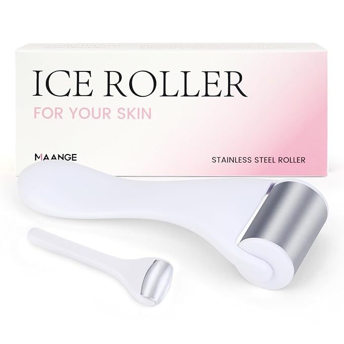MAANGE Ice Roller For Face & Eye Roller for Puffiness,Stainless Steel Facial Roller Ice Face Roller Mini Roller Set (white 2 pcs)-Velvo Beauty