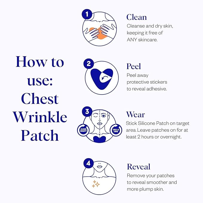 Wrinkles Schminkles Chest Wrinkle Patch & Cleanser Starter Pack - Set of Reusable Chest Silicone Wrinkle Patch + Patch Cleanser (2 oz) Maximise Uses - Smooth & Prevent Chest & Décolletage Wrinkles-Velvo Beauty